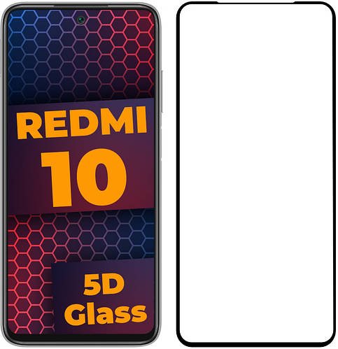 5D скло Xiaomi Redmi 10 (Захисне Full Glue) Black