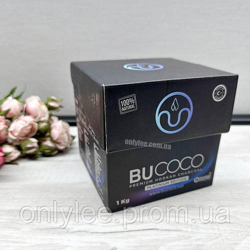 Уголь кокосовый Bucoco Premium Platinium Edition большая пачка 64 кусочка весом 1000 г