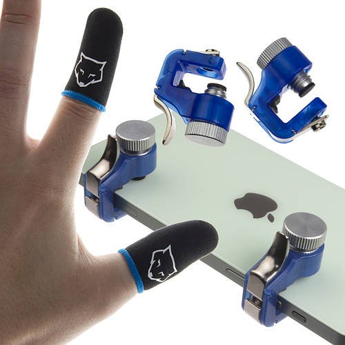 Комплект 4в1 ігрові тригери R11 напальчники на телефон Sarawolf сині для PUBG Standoff Call Of Duty