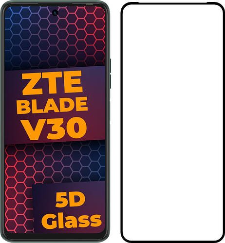 5D скло ZTE Blade V30 (Захисне Full Glue) Black