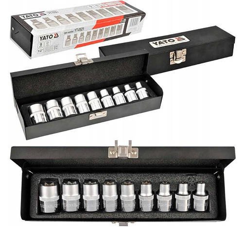 Набір Головок Torx Зірка E-Профіль Е10-Е24 ( 1/2" ) 9 шт YATO (YT-0521)