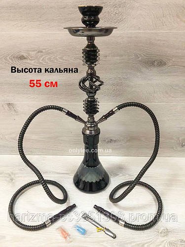 Высокий кальян 55 см на 2 персоны на 2 трубки черный