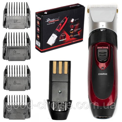 Машинка для стрижки волосся + 2 акумулятори Geemy GM-550 / Акумуляторний триммер для бороди / Електробритва