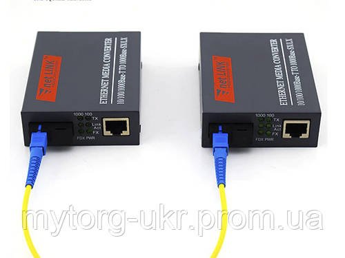 Медіаконвертер Пара HTB-GS-03 A/B 10/100/1000Mb, 20км, SC порт (пара)  Чорний