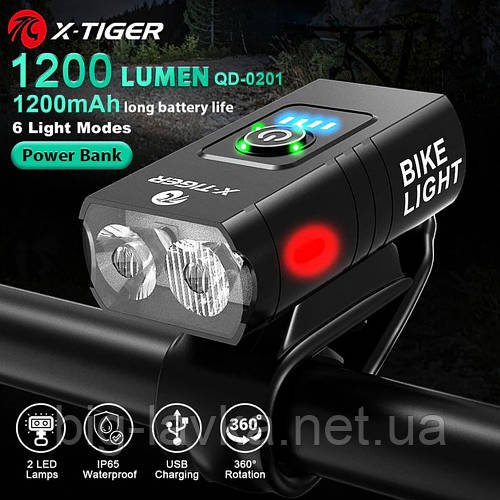 Велосипедний ліхтар X-Tiger USB QD-0201  Чорний