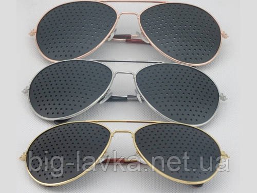 Перфораційні окуляри з дірочками RayBan Aviator для тренування зору PXQ463  Сріблястий
