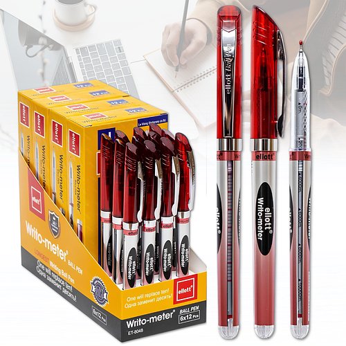 Ручка масляна 10км Ellott CL8048-12 Червона Упаковка 12 шт.