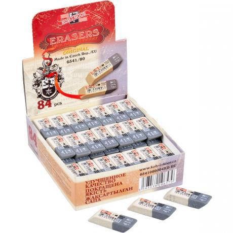 Гумка прямокутна двокольорова "Koh-i-noor" 6541 сіро-білий в упаковці 84 шт