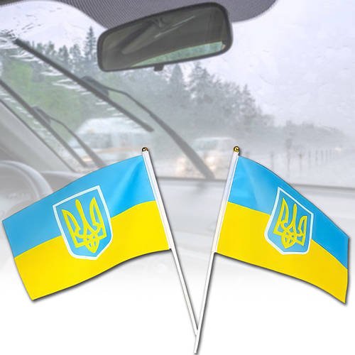 Прапор України 14×21 см на пластиковому штоку 30 см 2-33 Упаковка 25 шт.