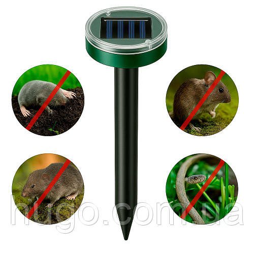 Ультразвуковий відлякувач гризунів та комах на сонячній батареї Garden Pro / Садовий відлякувач кротів