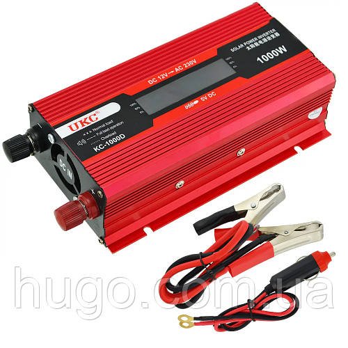 Перетворювач напруги 1000W AC/DC KC-1000D 12 V + lcd / Автомобільний інвертор