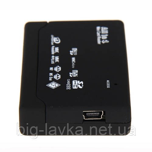 Картридер універсальний USB (SDHC, SD, MiniSD, Micro SD, M2, MMC, XD, CF)  Чорний