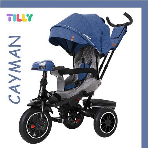 Велосипед триколісний TILLY CAYMAN T-381/7 Синій льон | Велосипед з батьківською ручкою