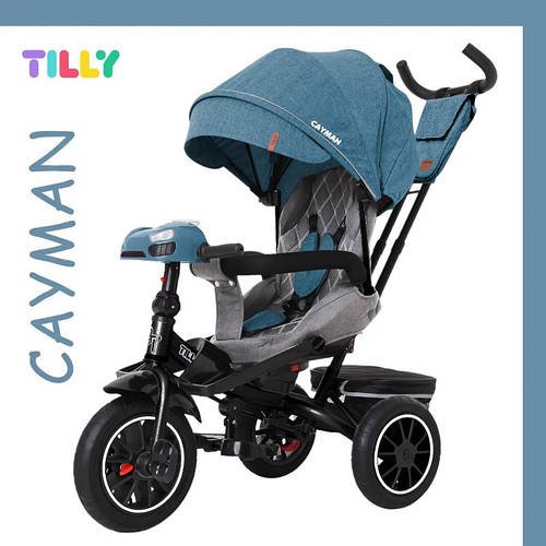 Велосипед триколісний TILLY CAYMAN T-381/7 Зелений льон | Велосипед з батьківською ручкою