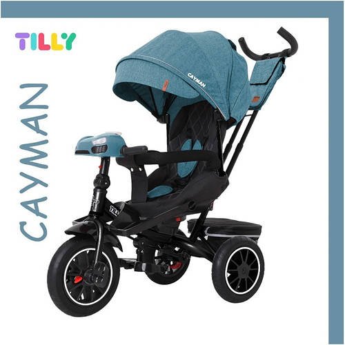 Велосипед триколісний TILLY CAYMAN T-381/7 Бірюзовий льон | Велосипед з батьківською ручкою