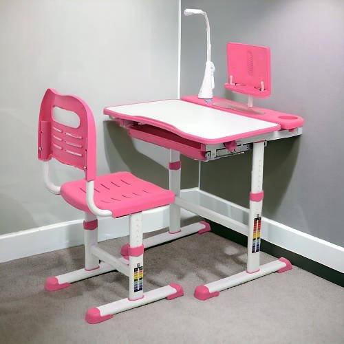 Парта шкільна дитяча + Лампа настільна Bambi M 4428-8 Рожевий