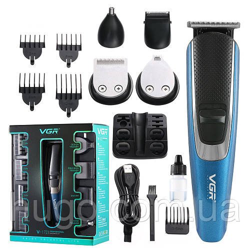 Машинка триммер для стрижки волосся 8 в 1 універсальна VGR V-172 Pro / Бездротова машинка для волосся