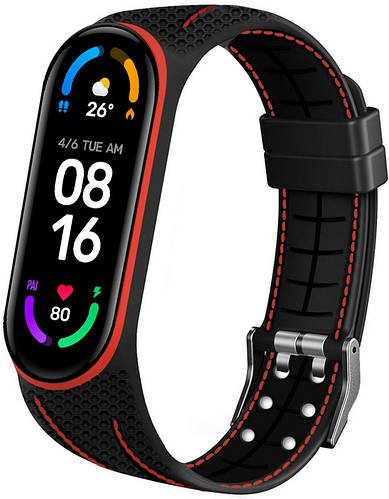 Силіконовий ремінець Groove для Mi Band 6 Black Red