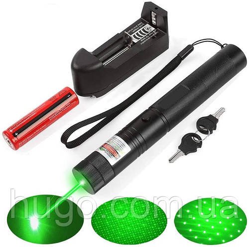 Потужна лазерна указка до 10км + насадка Green Laser YL-303, Зелена / Акумуляторний лазер зелений