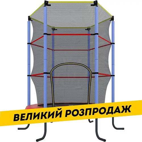 Дитячий батут на пружинах із сіткою (діаметр 140 см) Tilly RJ-0084 Червоний із синім Акція до 31.08