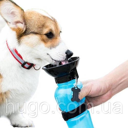 Портативна дорожня поїлка для собак 500 мл, Синій, PET BOTTLE / Пляшка поїлка для собак в дорогу