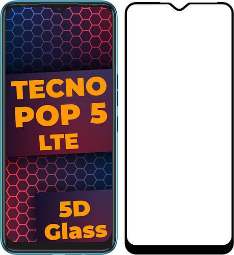 5D скло Tecno Pop 5 LTE (Захисне Full Glue) Black