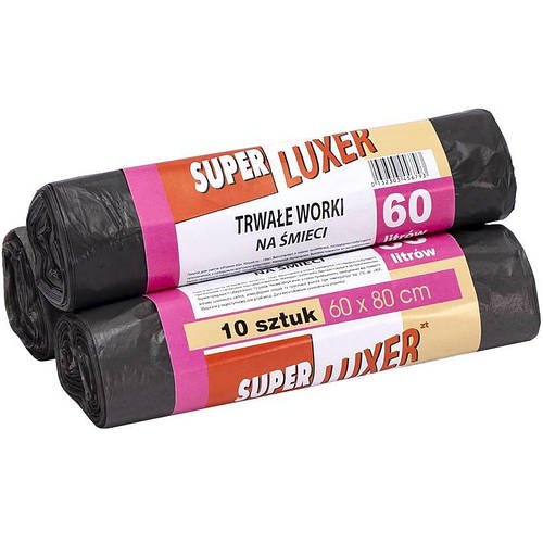 Пакет для сміття на 60 л розміром 60х80 см 100 штук Чорний Super Luxs/PACK за 10 упаковок