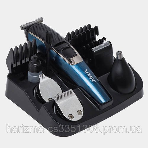 Універсальна машинка для стриження волосся, бороди та носа 8 в 1 з тримером VGR V-172 Синій
