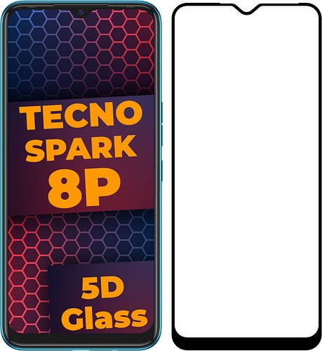 5D скло Tecno Spark 8P (Захисне Full Glue) Black