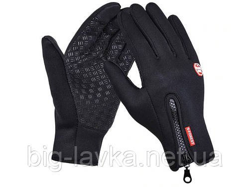 Велоперчатки Windstopper зимові флісового неопренові з силіконовими насічками XL Чорний