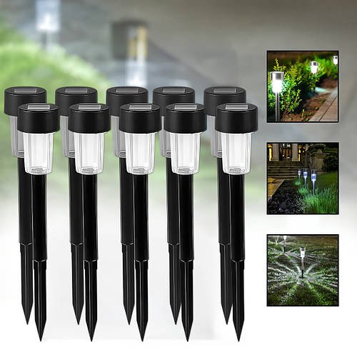 Садові світлодіодні ліхтарі на сонячних батареях 31 см комплект з 10 штук