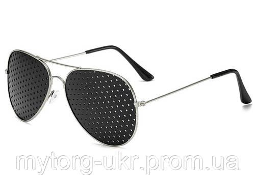 Перфораційні окуляри з дірочками RayBan Aviator для тренування зору PXQ463  Сріблястий