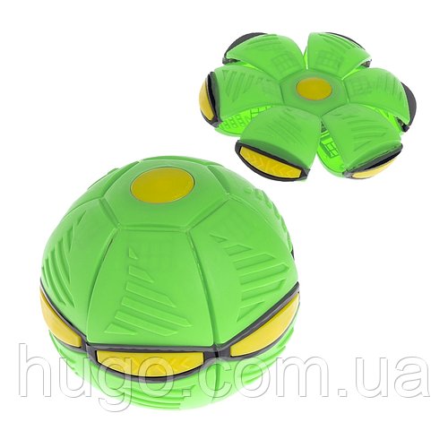 Складаний ігровий м'яч-трансформер Flat ball disk Зелений/Ріжний диск з LED-підсвіткою