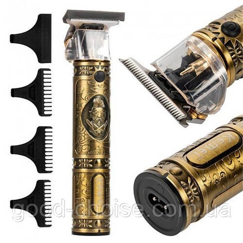 Акумуляторна машинка для стрижки VGR V-085 з 4 насадками / Тример для бороди