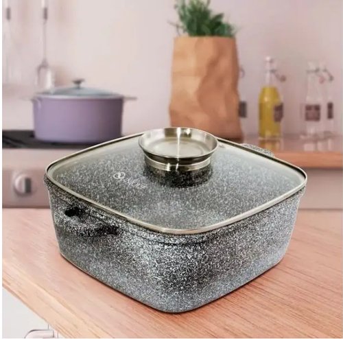 Казан квадратний із кришкою Granite coating UNIQUE UN-5206 4.3 л 24 см