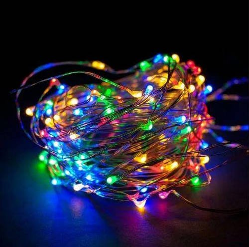 Світлодіодна LED Гірлянда-нитка «Краплі роси» на батарейках 5, Мультиколор