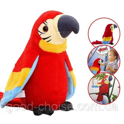 Інтерактивна іграшка-повторюшка Папуга Parrot Talking, Червоний / М'яка іграшка