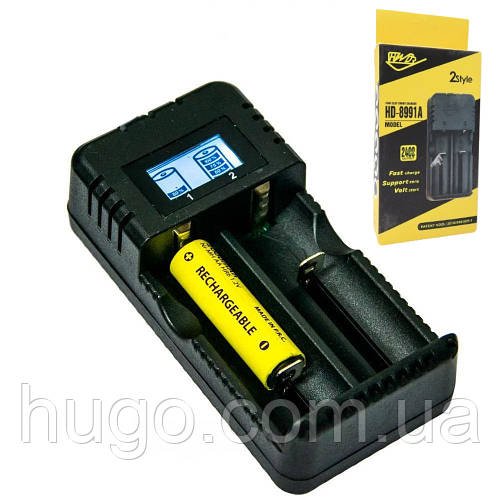 Зарядка для 18650 на 2 акумулятори від USB, НD-8991А / Зарядний пристрій для 2-х акумуляторних батарейок