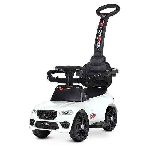 Дитяча каталка-толокар з батьківською ручкою Mercedes (музика, світло, MP3, USB) M 4854L-1 Білий