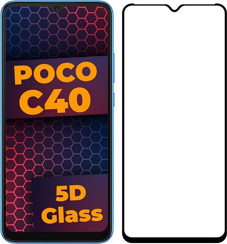 5D скло Xiaomi Poco C40 (Захисне Full Glue) Black