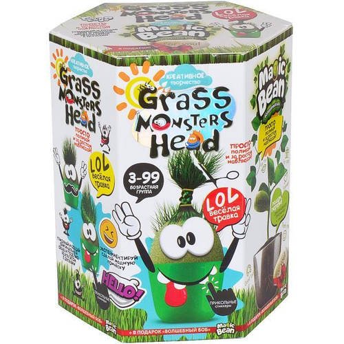 Набір креативної творчості для вирощування трави GRASS MONSTERS HEAD GMH-01-01.08 ДТ-СО-16-45 монстрики