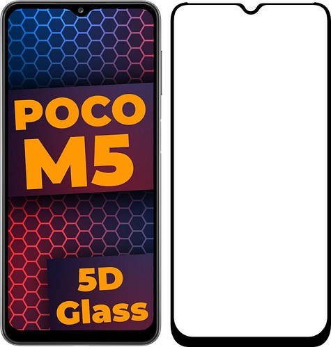 5D скло Xiaomi Poco M5 (Захисне Full Glue) Black
