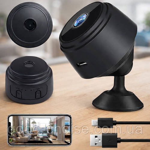 Бездротова міні камера відеоспостереження Wifi, Full HD А9 / Акумуляторна портативна IP камера / Маленька камера