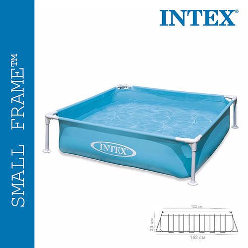 Каркасний квадратний дитячий басейн (122 * 122 * 30см) Intex 57173 Блакитний