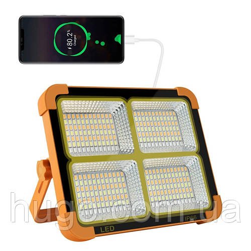 Кемпінговий прожектор на сонячній батареї 12000 mAh D8 + Solar 50W / Акумуляторний ліхтар із павербанком