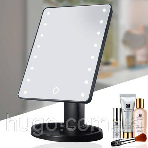 Дзеркало для макіяжу з підсвіткою 22 LED, NJ-230, Чорне / Косметичне дзеркало / Дзеркало косметичне