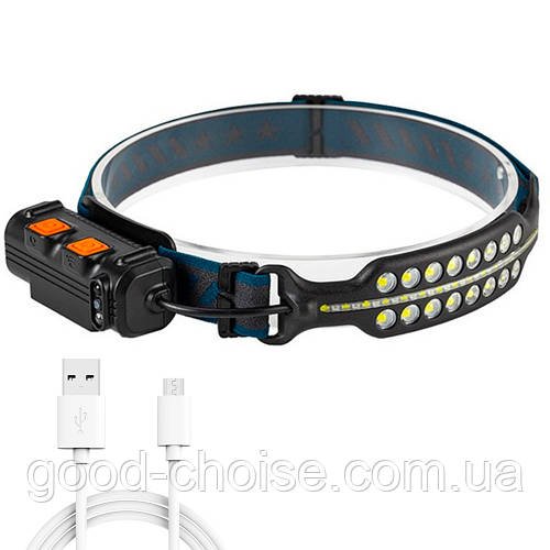 Налобний ліхтар із сенсорним керуванням BL W690-2, з USB / LED ліхтарик на голову
