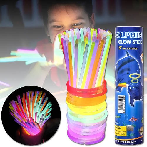 Неонові палички-браслети сяючі 100 штук по 20 см у тубі 12-37