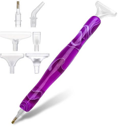 Стилус для Алмазної Мозаїки + 6 насадок SHLab Purple