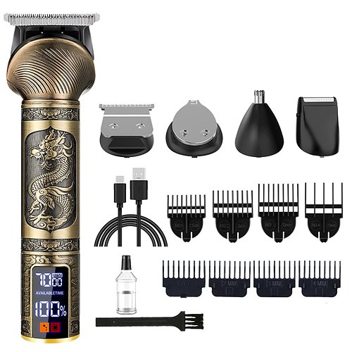 Машинка для стрижки волосся DRAGON 12 в 1 з акумулятором та LCD дисплеєм